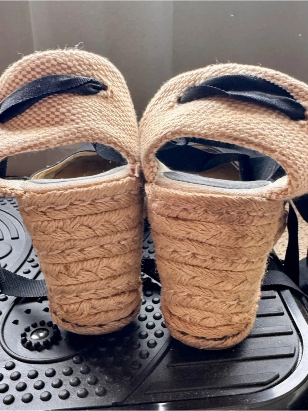 Tommy Hilfiger women's Black Espadrille Wedge Sandals with Ankle Wrap